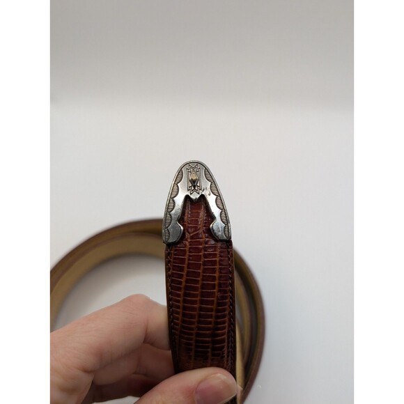 Belt Master Genuine Italian Leather Mens 46 BrownSouthwest Gold/Silver Hardware - Picture 3 of 6